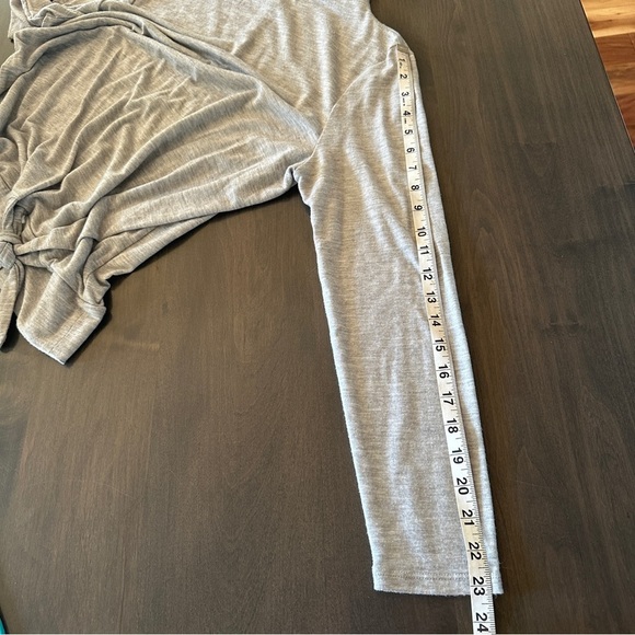 Loft Gray Mock Neck Long Sleeve Tie Front Top LP - Picture 9 of 9